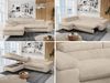 Ecksofa mit Bettfunktion, Modern Sofa, L-form, Einstellbare Kopfstützen, Bettkasten - PETER - Creme Plüsch - Topper T25 - links Bild 2