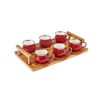 Karaca Kaffeeservice Bambus Tablett 6 Person Rot Kaffeetasse Set 90 ml Bild 4