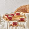 Karaca Kaffeeservice Bambus Tablett 6 Person Rot Kaffeetasse Set 90 ml Bild 2