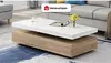 Vente-unique - Couchtisch mit 2 Schubladen - MDF - Holzfarben hell & Weiß - FELIX Bild 2