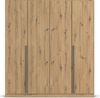 rauch Kleiderschrank Alba, Drehtürenschrank, Garderobenschrank, 4-türig, mit 3 Kleiderstangen, 4 Einlegeböden und Schubladeneinsatz, Farbe Eiche Artisan, Holz, Griffstange Grau metallic, Schwarz, 181x197x54cm Bild 2