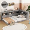 Bett 90x200 cm mit Steckdose und 2 USB-Anschlüssen – Tagesbett mit Lattenrost und Ablagefächern, grau Bild 5