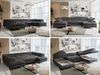 Ecksofa U-Form, mit Bettkasten, Bettfunktion und Einstellbare Kopfstützen, Sofa big XXL - PETER U - Dunkelgrau Plüsch - Topper T25 Bild 2