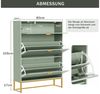 UEV Schuhschrank mit 3 Klappen schmal Schuhablage (Modern Schuhkommode im Flur Diele,80 x 24 x 122 cm) Platzsparend, mit Kippschutz/Trennwand verstellbar Bild 4