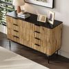 Sideboard mit Schubladen, Natur- und Schwarzoptik, vertikal strukturiert, modernes Design, großer Stauraum, leise Auszüge Bild 5