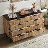 Sideboard mit Schubladen, Natur- und Schwarzoptik, vertikal strukturiert, modernes Design, großer Stauraum, leise Auszüge Bild 4