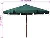 Sonnenschirm | Terrassenschirm | Gartenschirm mit Holzmast 330 cm Grün Bild 5
