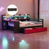 Flieks Daybett, Holzbett 140x200 cm mit Schreibtisch Staufach Schubladen LED & Aufladen Bild 3