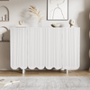 Sideboard 120 x 37,5 x 80,8 cm aus MDF in Weiß mit 4 Türen & Tropfen-Schnitzerei Bild 2