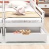 Haus-Doppelbett 208x188,5x158 geteiltes Kinderhausbett mit 2 MDF-Schubladen auf Rollen, Kiefer-Massivholz-Lattenrost, Patchwork-Schutzzaun, weiß Bild 5
