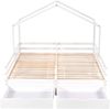 Haus-Doppelbett 208x188,5x158 geteiltes Kinderhausbett mit 2 MDF-Schubladen auf Rollen, Kiefer-Massivholz-Lattenrost, Patchwork-Schutzzaun, weiß Bild 5