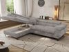MKS Möbel 'Pablo L-Form' Ecksofa mit Schlaffunktion, verstellbare Kopfstützen, Hellgrau, Cordstoff, T25 Topper, Links Bild 3
