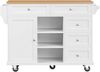 Kommode B 134 x T 46 x H 92 cm, Küchenwagen mit Schubladen und Rollen, MDF weiß Bild 5