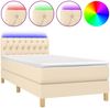 vidaXL Boxspringbett mit Matratze & LED Creme 100x200 cm Stoff 3133938 Bild 2