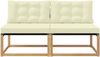 vidaXL Outdoor Mittelsofa Massives Akazienholz und Textilene Weiß 901645 Bild 4