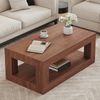 Couchtisch H 45.5 x T 93 x B 53 cm in Walnussoptik, rechteckig, 2 Ebenen, MDF im Industrial-Design Bild 2
