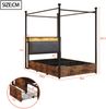 Merax Metalleinzelbett, Jugendbett Multifunktionales Bett 90 x 190cm, mit abnehmbaren Bettpfosten mit LED & USB-/Typ-C-Ladeanschlüssen & 2 Schubladen, schwarz Bild 4