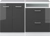 Küchenschrank für Dachschrägen R-Line Anthrazit Hochglanz 120 cm 2er Set Schrankkorpuss 60 cm Tiefe Vicco Bild 3