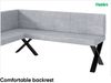 MEBLINI Eckbank für Esszimmer mit ausziehbarem Tisch - Küchenbank - Essecke - Sitzecke Küche - PETER - X-Beine 128x168x87cm Links - Hellgrau Samt/M Weiß-Schwarz Hochgl. Bild 5