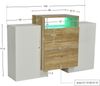 Sideboard 140x30x77.5 cm, MDF Hochglanz Weiß & Holzoptik, 2 Türen, 3 Schubladen, mehrfarbiges LED-Strip Bild 4