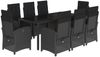 vidaXL 9-tlg. Garten-Essgruppe mit Kissen Schwarz Poly Rattan 3212211 Bild 2
