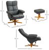 HOMCOM Relaxsessel mit Hocker und Stauraum, mit Liegefunktion (Fernsehsessel, 2-St, 360° drehbarer Sessel), Kunstleder Holzgestell Dunkelgrau 80 x 86 x 99 cm Bild 2