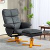 HOMCOM Relaxsessel mit Hocker und Stauraum, mit Liegefunktion (Fernsehsessel, 2-St, 360° drehbarer Sessel), Kunstleder Holzgestell Dunkelgrau 80 x 86 x 99 cm Bild 5