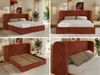 Polsterbett Bett mit Holzlattenrost Schlafzimmer Bett Doppelbett gepolstertes Kopfteil - EMORA CLASSIC - 200x200 cm - Orange Plüsch Bild 2