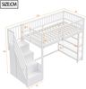 Multifunktions Hochbett 90x200 cm Weiß Grau mit Stauraum Schrank Regal Sicherheitsgeländer Kiefernholz Hochbett System Etagenbett Kinderzimmer Jugendzimmer Platzsparend Sicherheitsleiter Stauraum Lösung Bild 3