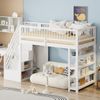 Multifunktions Hochbett 90x200 cm Weiß Grau mit Stauraum Schrank Regal Sicherheitsgeländer Kiefernholz Hochbett System Etagenbett Kinderzimmer Jugendzimmer Platzsparend Sicherheitsleiter Stauraum Lösung Bild 2