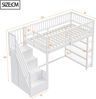 Multifunktions Hochbett 90x200 cm Weiß Grau mit Stauraum Schrank Regal Sicherheitsgeländer Kiefernholz Hochbett System Etagenbett Kinderzimmer Jugendzimmer Platzsparend Sicherheitsleiter Stauraum Lösung Bild 3