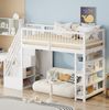Multifunktions Hochbett 90x200 cm Weiß Grau mit Stauraum Schrank Regal Sicherheitsgeländer Kiefernholz Hochbett System Etagenbett Kinderzimmer Jugendzimmer Platzsparend Sicherheitsleiter Stauraum Lösung Bild 2
