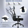 Durrafy Bürostuhl 200kg Ergonomischer Bürostuhl-Verstellbare Lordosenstütze (200 kg extra hohe Belastbarkeit) Verstellbare Lendenwirbelstutze + Kopfstutze + hohenverstelbare Armlehnen),bis zu 130° neigbar, atmungsaktives Netzgewebe, Drehstuhl Bild 2