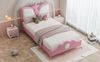 Kinder-Polsterbett 90x200 cm mit Kronen-Kopfteil in Rosa/Weiß/Gold, ohne Matratze Bild 4