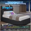 MSMASK Polsterbett mit LED-Beleuchtung & Ladestation, Stauraumbett mit Hydraulik (1-tlg, Ohne Matratze), Multifunktionales Kopfteil, Bettgestell 90x190 cm Bild 4