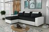 Ecksofa Schlafsofa Sofa HEDVIG Kunstleder/Stoff Weiß- Schwarz Ottomane Links Bild 1