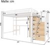 Hochbett mit RGB LED-Streifen, Schreibtisch, Treppe, Regal, Lattenrost und Kleiderschrank, 140x200 cm, Kinderbett mit Rausfallschutz, Metallbett Bild 4