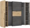 FORTE 'Nagaro' Dreh- und Schwebetürenschrank, 210 x 61 x 270 cm, Schwarz, Holzfarben Bild 5