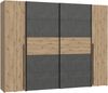 FORTE 'Nagaro' Dreh- und Schwebetürenschrank, 210 x 61 x 270 cm, Schwarz, Holzfarben Bild 3