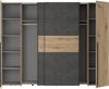 FORTE 'Nagaro' Dreh- und Schwebetürenschrank, 210 x 61 x 270 cm, Schwarz, Holzfarben Bild 4