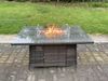 Fimous 7-Sitzer Rattan Gartenmöbel Sofa Set Outdoor Patio Gas Feuerstelle Esstisch Gas Heizung Brenner mit Sessel Beistelltisch Dunkelgrau gemischt Bild 4