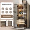 Badezimmerschrank mit LED-Beleuchtung, Milchglastüren & Schubladen, Natur Bild 5