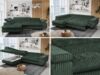 Mks Möbel 'Peter L-form' Ecksofa mit Bettfunktion, Bettkasten & einstellbaren Kopfstützen, Grün, Cord, links Bild 2