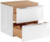 Waschtischunterschrank 61cm mit 2 Auszügen TOSKANA-56 in Hochglanz weiß mit Wotaneiche, B/H/T ca. 61/59,5/46 cm Bild 2