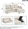 Schlafsofa 208x146x89,5 cm Beige mit Stoffbezug, Stauraum, LED-Lichtleiste und USB/USB-C Bild 5
