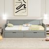 Merax Daybett, Kinderbett Massivholz Tagesbett Schlafsofa 90x200cm mit 2 Schubladen, grau Bild 2