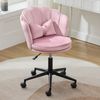 Flieks Drehstuhl mit Rollen Bürostuhl höhenverstellbar (mit schmetterlingsförmiges Lendenkissen und blütenblattförmige Rückenlehne, B55/T62/H73-63 cm), Schminktischstuhl Schreibtischstuhl Ankleidestuhl Samt Bild 3