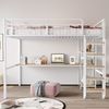 Merax Metall-Hochbett 140*200 cm, Sicherheitsleiter mit Treppe, Kinderbett mit Tisch und Regal, Jugendbett Erwachsenenbett, Metallgitter-Sicherheitszaun, Weiß Bild 2