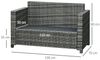 Outsunny Loungesofa Poly-Rattan Sofa mit Kissen 2-Sitzer, Rattansofa 1 Teile, Grau 130 x 70 x 80 cm Bild 3