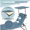 Homecall Sonnenliege mit Dach, schnell trocknender Schaumstoff, XXL, 200x70 cm - (Blau) Bild 2